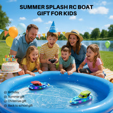 Load image into Gallery viewer, SYMA 2 Pack RC Boats for Kids 8-12, Remote Control Racing Boat Set for Pool with LED Lights,40 Mins Playtime(2 Batteries) and One-Key Water Spay, Summer Gifts Toys for Boys and Girls