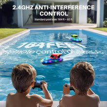 Load image into Gallery viewer, SYMA 2 Pack RC Boats for Kids 8-12, Remote Control Racing Boat Set for Pool with LED Lights,40 Mins Playtime(2 Batteries) and One-Key Water Spay, Summer Gifts Toys for Boys and Girls