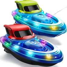 Load image into Gallery viewer, SYMA 2 Pack RC Boats for Kids 8-12, Remote Control Racing Boat Set for Pool with LED Lights,40 Mins Playtime(2 Batteries) and One-Key Water Spay, Summer Gifts Toys for Boys and Girls