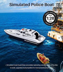 SYMA Q13 RC Boat 1: 28 Scale Simulated Police Boat High Speed 4 Channel