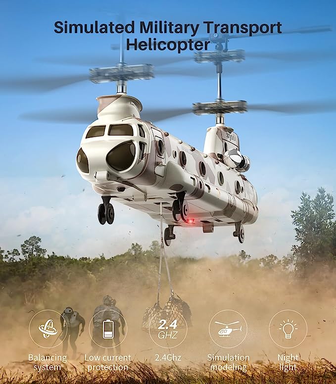 Syma S52H Military Transport RC Helicopter Altitude Hold One Key Take Off Landing LED Light Low Battery Reminder Ideal Toy for Kids and