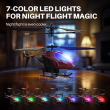 Load image into Gallery viewer, SYMA S107H-E RC Helicopter, Remote Control Helicopter with 40 Mins Flight Time(2 Batteries), Auto Obstacle Avoidance, 7 LED Lights and Altitude Hold, Gifts Toys for Kids 8-12