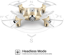 Load image into Gallery viewer, SYMA Syma X20 Mini Pocket Drone Headless Mode 2.4Ghz Nano LED RC Quadcopter Altitude Hold Gold
