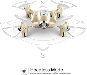 SYMA Syma X20 Mini Pocket Drone Headless Mode 2.4Ghz Nano LED RC Quadcopter Altitude Hold Gold