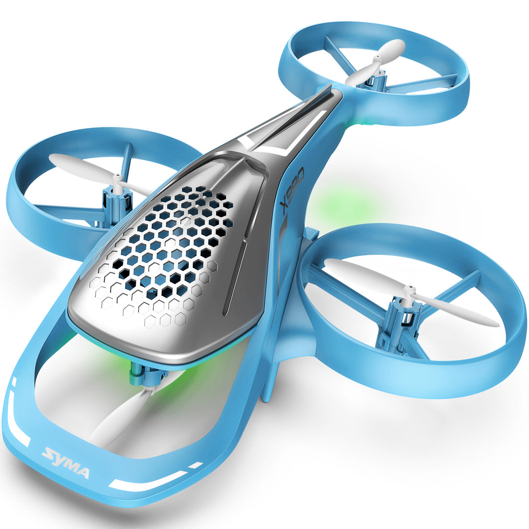 SYMA X990 Remote Control Helicopter, 2.4Ghz Aerobatic Drone with Altitude Hold, One Key Take Off/Landing, Headless Mode, LED Lights, Ideal Gift for Kids, Bule