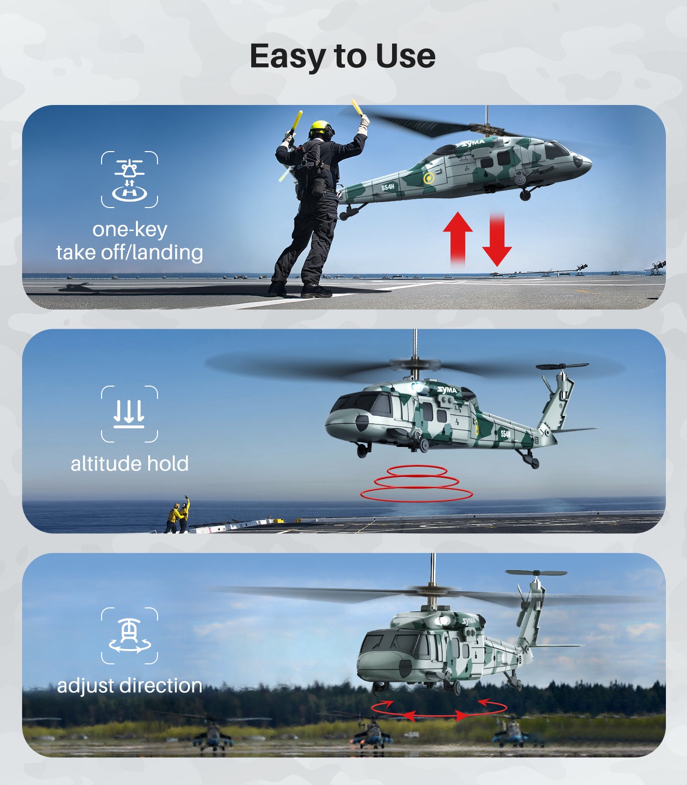 SYMA S54H RC Helicopters Military Remote Control Helicopter for Kids A Symatoys