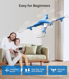 SYMA X300 Drone with Camera RC Quadcopter Optical Flow Positioning 3D Flips 40mins Flying Blue