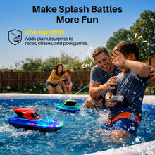 Load image into Gallery viewer, SYMA 2 Pack RC Boats for Kids 8-12, Remote Control Racing Boat Set for Pool with LED Lights,40 Mins Playtime(2 Batteries) and One-Key Water Spay, Summer Gifts Toys for Boys and Girls
