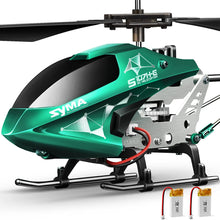 Load image into Gallery viewer, SYMA S107H-E RC Helicopter with Two Rechargeable Batteries for Kids, Green Upgrade
