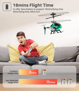SYMA S107H-E RC Helicopter with Two Rechargeable Batteries for Kids, Green Upgrade