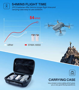 SYMA X650 GPS Drone with 4K EIS UHD 90°FOV Camera, Brushless Motor for Adults Beginner