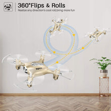 Load image into Gallery viewer, SYMA Syma X20 Mini Pocket Drone Headless Mode 2.4Ghz Nano LED RC Quadcopter Altitude Hold Gold
