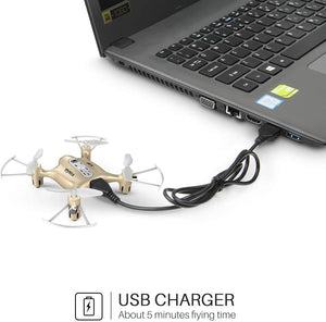 SYMA Syma X20 Mini Pocket Drone Headless Mode 2.4Ghz Nano LED RC Quadcopter Altitude Hold Gold